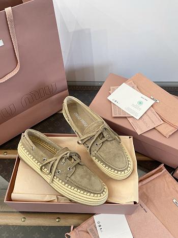 Miu Miu Suede and raffia boat shoes