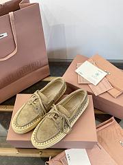 Miu Miu Suede and raffia boat shoes - 3