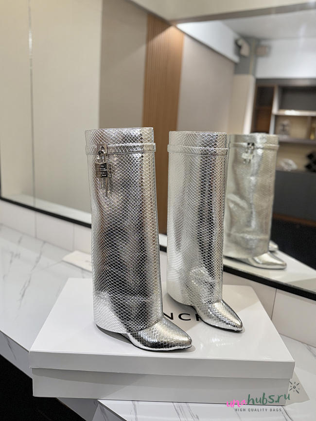 Givenchy Shark Lock High Boot Silver  - 1