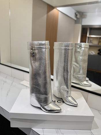 Givenchy Shark Lock High Boot Silver 