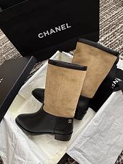 Chanel Black Beige Suede Leather Boot - 4