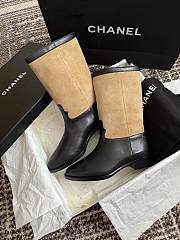 Chanel Black Beige Suede Leather Boot - 3