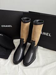 Chanel Black Beige Suede Leather Boot - 2