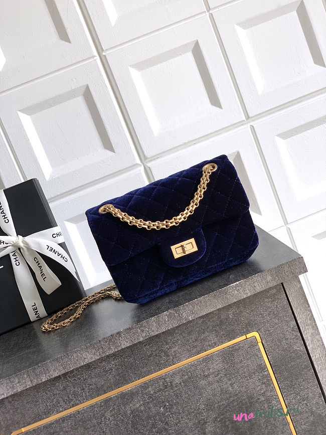 Chanel Flap bag Blue Velvet 20x15.5x6cm - 1