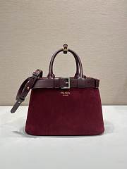 Prada Buckle medium suede bag with belt Burgundy 32x23x11cm - 1