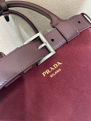 Prada Buckle medium suede bag with belt Burgundy 32x23x11cm - 3