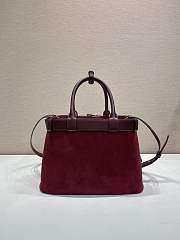 Prada Buckle medium suede bag with belt Burgundy 32x23x11cm - 2