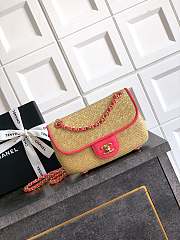 Chanel Flap Bag Raffia Pink 23cm - 1