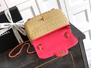 Chanel Flap Bag Raffia Pink 23cm - 4