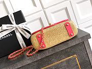 Chanel Flap Bag Raffia Pink 23cm - 3