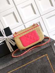 Chanel Flap Bag Raffia Pink 23cm - 2