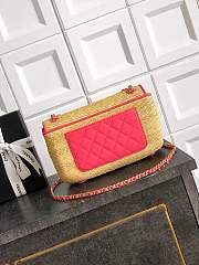 Chanel Flap Bag Raffia Pink 26cm - 3