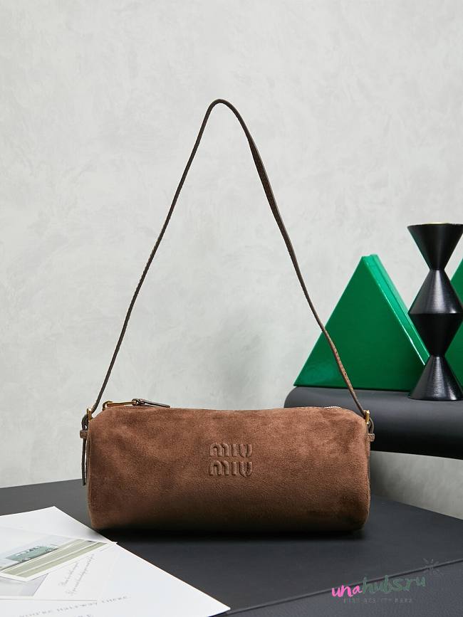 Miu Miu Suede Brown Pouch 21.5x9x9cm - 1