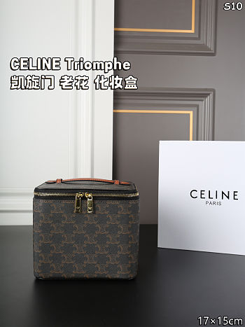 Celine Square Vanity Case In Triomple Calfskin - 18x15x14.5cm