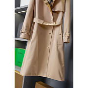 Burberry Long Check Collar Gabardine Trench Coat In Honey - 4