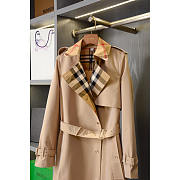 Burberry Long Check Collar Gabardine Trench Coat In Honey - 2