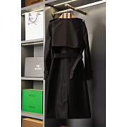 Burberry Long Check Collar Gabardine Trench Coat In Black - 4