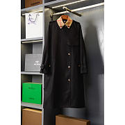 Burberry Long Check Collar Gabardine Trench Coat In Black - 3