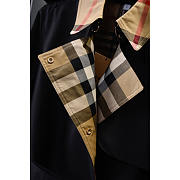 Burberry Long Check Collar Gabardine Trench Coat In Black - 2