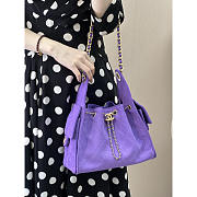 Chanel 25 Small Handbag Suede Gold Purple 30x26x14cm - 5