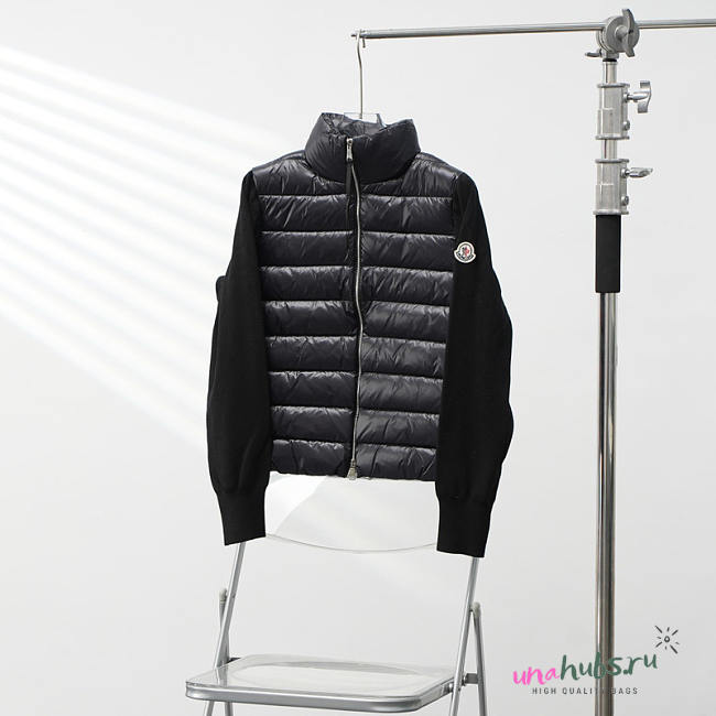 Moncler Wool And Quilted Shell Down Cardigan Black - 1