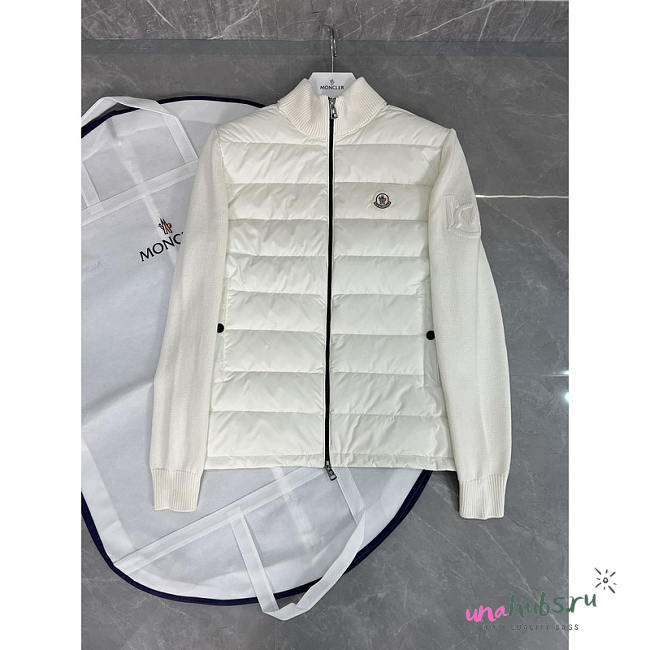 Moncler Padded Cotton Zip-Up Cardigan In White - 1