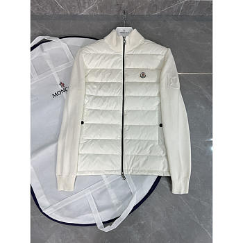 Moncler Padded Cotton Zip-Up Cardigan In White