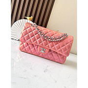 Chanel Medium Flap Bag Silver Hardware Pink 25cm - 1