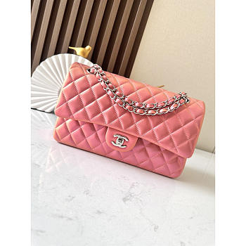 Chanel Medium Flap Bag Silver Hardware Pink 25cm