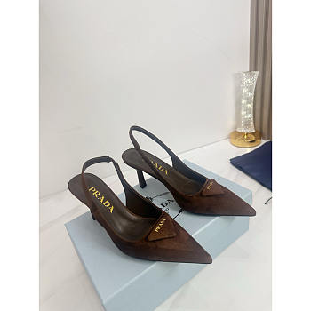 Prada Brown Suede Slingback Pumps 7cm