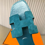 Hermes Oran Calfskin & Suede Sandal In Teal - 4