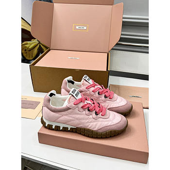 Miu Miu Pink Tyre Technical Fabric And Suede Sneakers