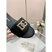 Dolce & Gabbana Flat Slippers In Calfskin With DG Logo Black - 3