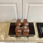 Dolce & Gabbana Calfskin Sliders With DG Logo In Brown - 1