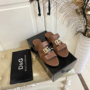 Dolce & Gabbana Calfskin Sliders With DG Logo In Brown - 4