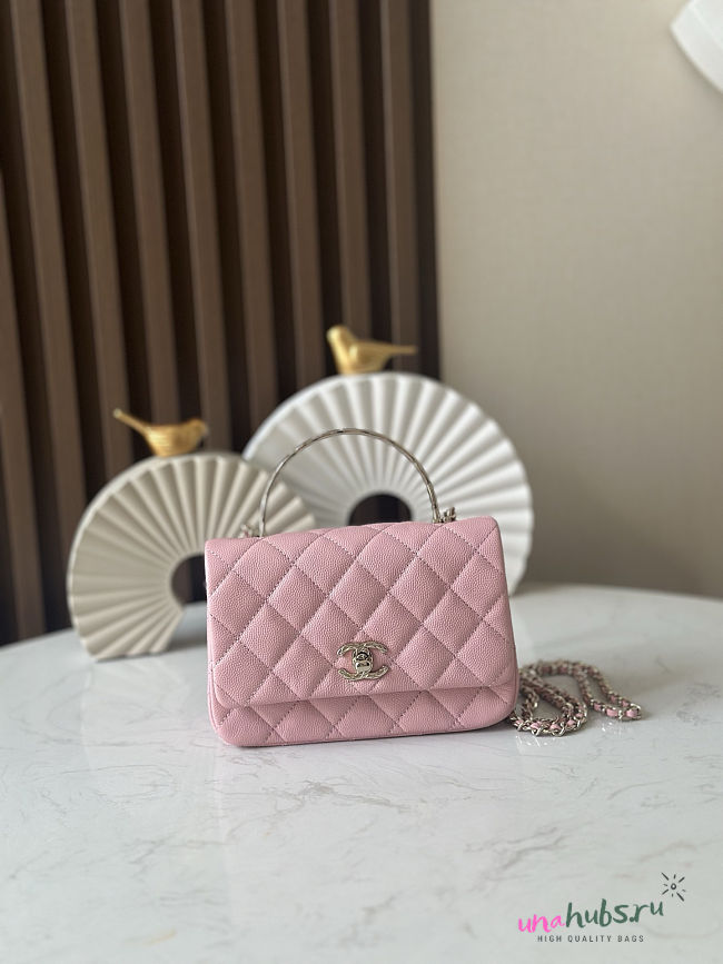Chanel Handle Flap Bag Pink Caviar 18x12x6.5cm - 1