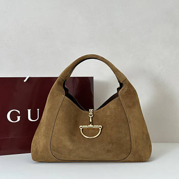 Gucci Softbit Shoulder Bag Brown Suede 46x26x16cm