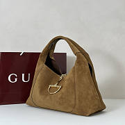 Gucci Softbit Shoulder Bag Brown Suede 46x26x16cm - 4