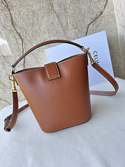 Celine Triomphe Leather Bucket Bag Cognac 16x19x12cm - 2