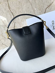 Celine Triomphe Leather Bucket Bag Black 16x19x12cm - 2