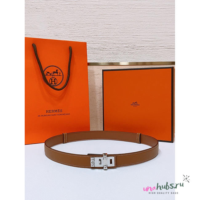 Hermes Brown Leather Belt 2.4cm - 1