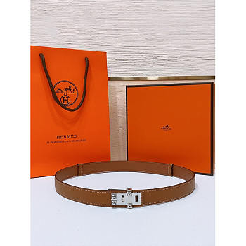 Hermes Brown Leather Belt 2.4cm