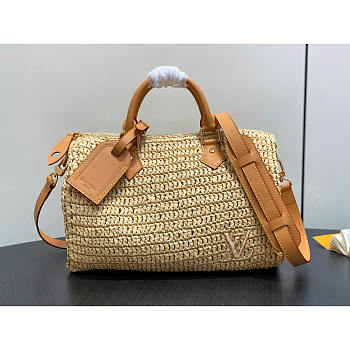 Louis Vuitton Speedy 30 Bandoulière Raffia Natural Beige 34x22x19cm