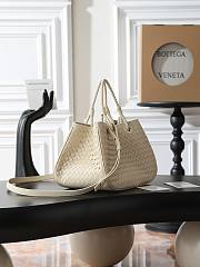 Bottega Veneta White Leather Basket 31x18.5x16cm - 4