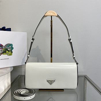 Prada brushed-leather White shoulder bag 26x12x4.8cm