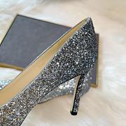 Jimmy Choo Romy 85 Silver and Dusk Blue Fabric Pumps - 4