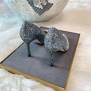 Jimmy Choo Romy 85 Silver and Dusk Blue Fabric Pumps - 3