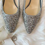 Jimmy Choo Romy 85 Silver and Dusk Blue Fabric Pumps - 2