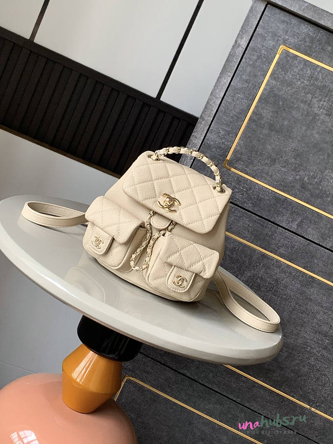 Chanel Backpack Cream Caviar 21x20x12cm - 1