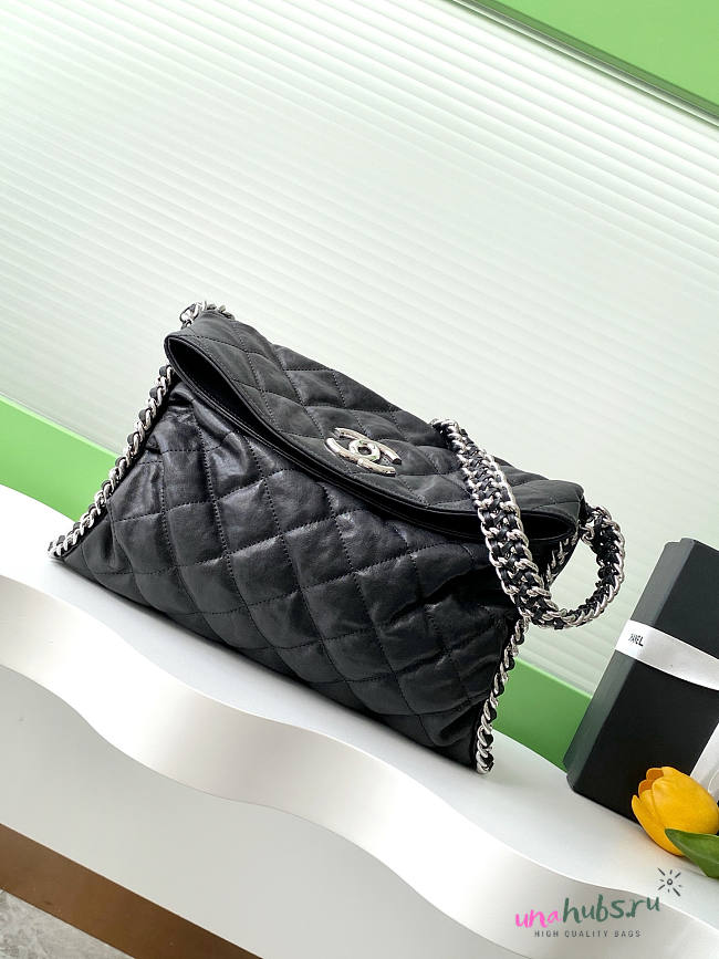 Chanel Chain Around Hobo Black Lambskin 29x12x31cm - 1